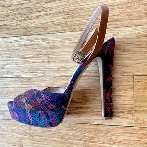 Colourful strap sandals with bloc heel